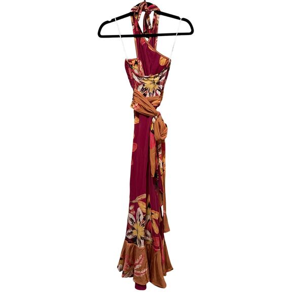 PatBo Carmen Crisscross Halter Neck Floral Wrap Midi Dress - Picture 3 of 5